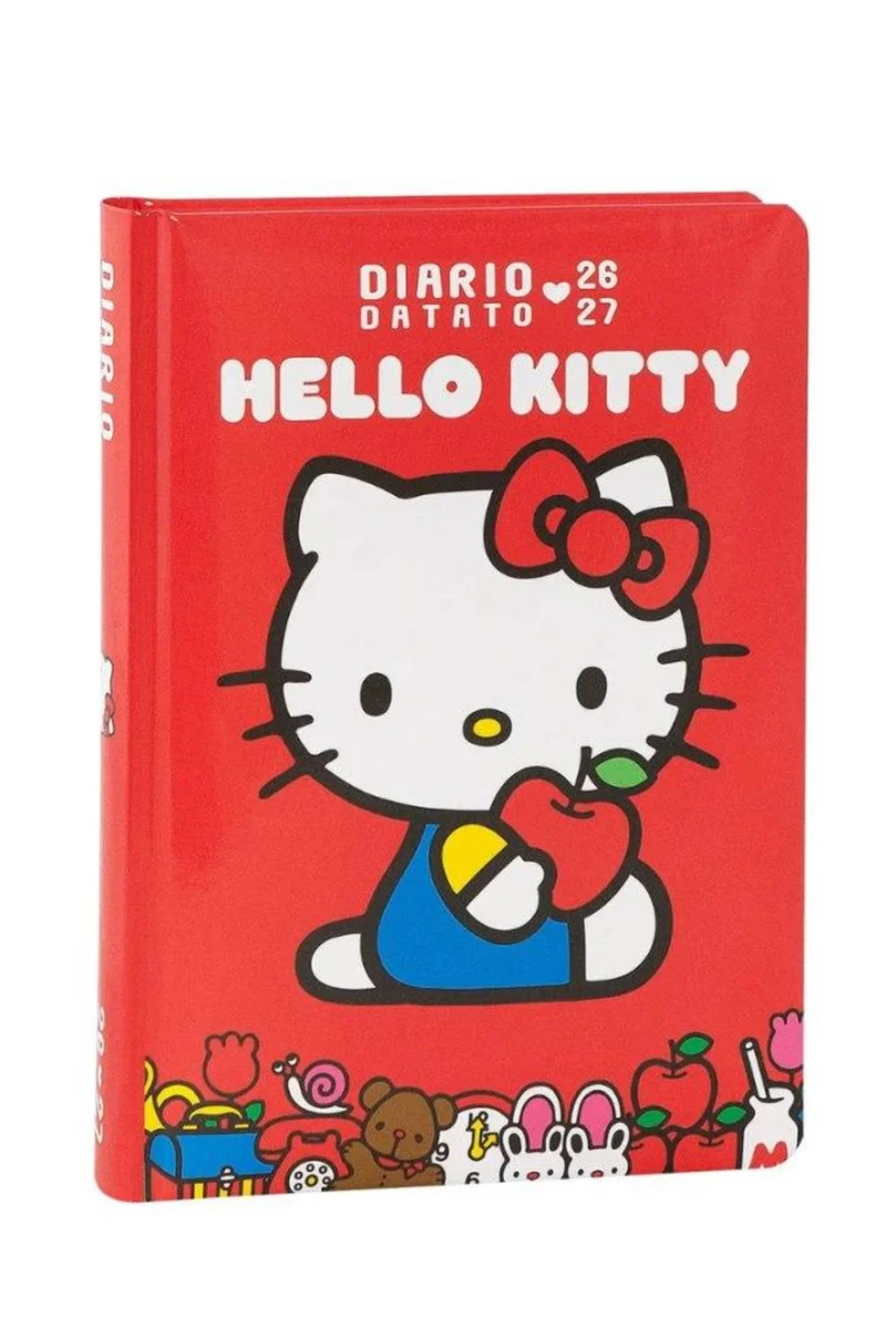 Diario Scuola 12 Mesi Datato 2026/2027 Hello Kitty Rosso