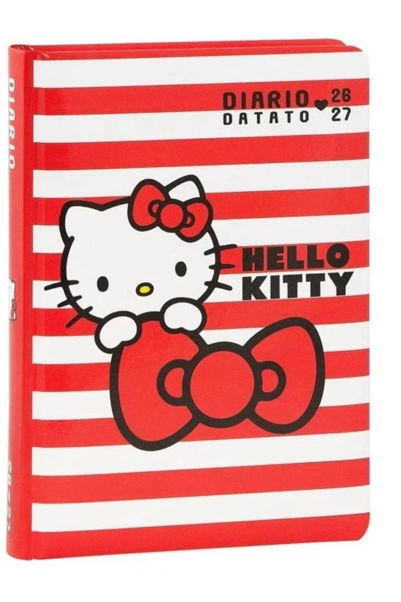 Diario Scuola 12 Mesi Datato 2026/2027 Hello Kitty Strisce