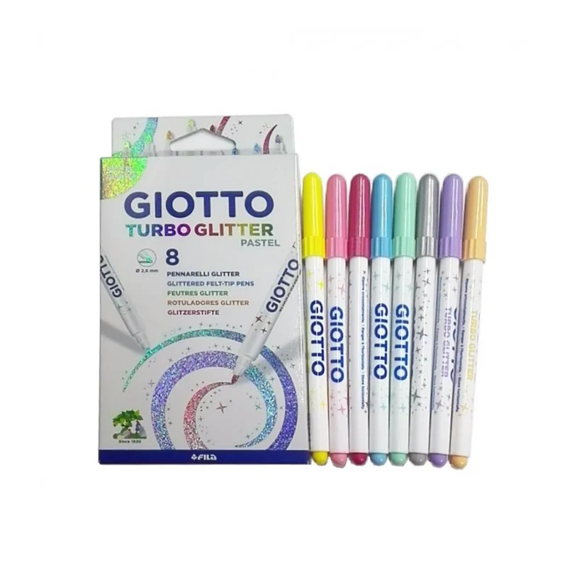 Giotto Pennarelli Turbo Glitter Pastel 8pz.
