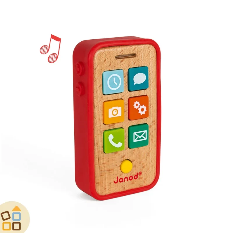 TELEFONO SONORO IN LEGNO E GOMMA