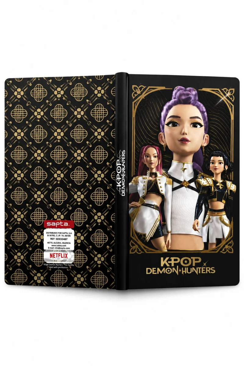Diario Scolastico K-Pop Demon Hunters Black Gold Copertina Morbida 3D