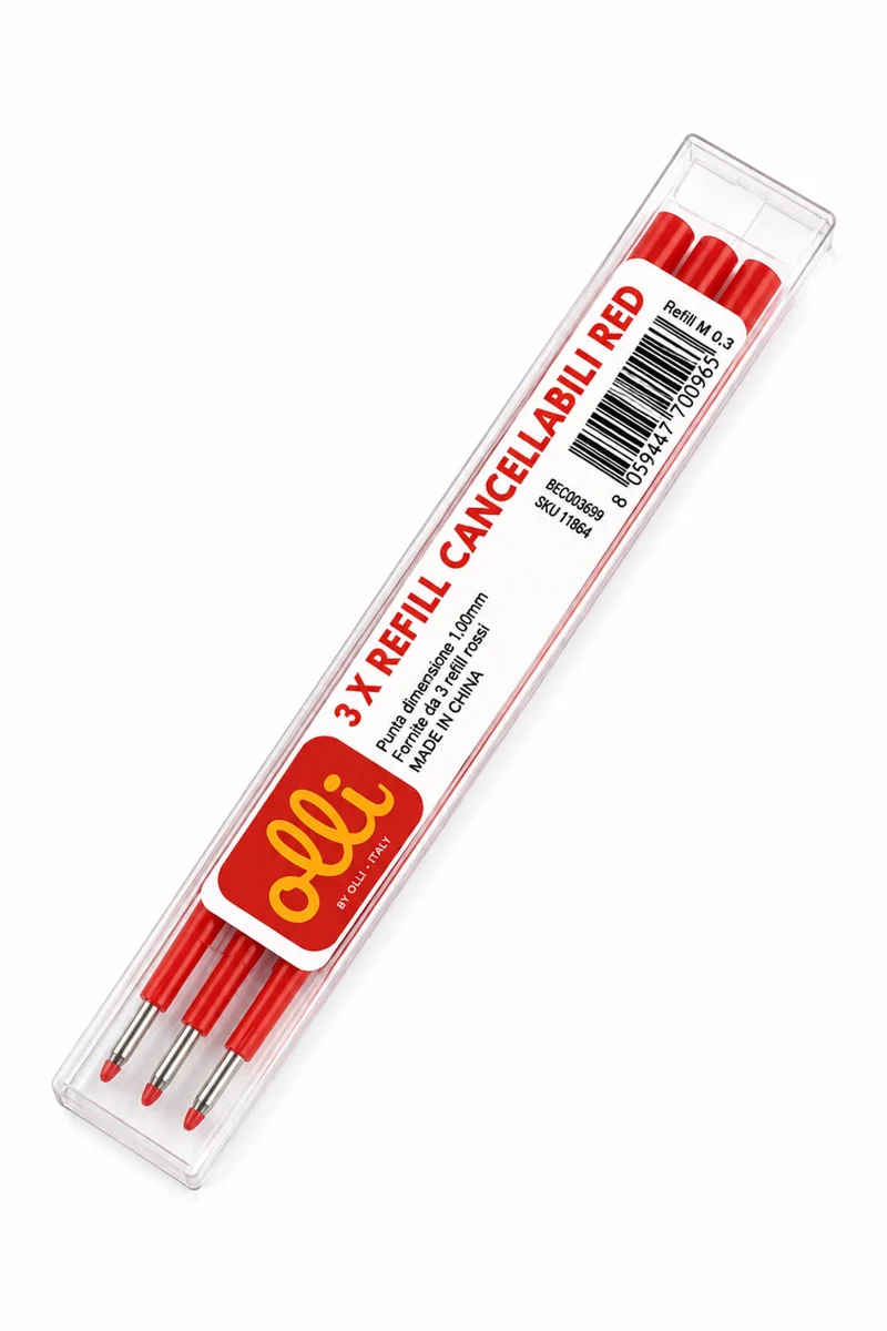 Refill Rosso Penna Cancellabile Olli 3pz