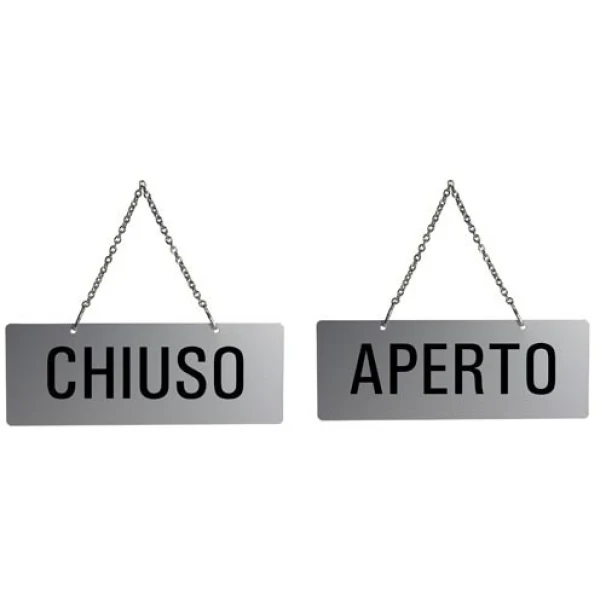 Cartello Segnale Aperto-Chiuso Con Catenella 17,5x6,5cm