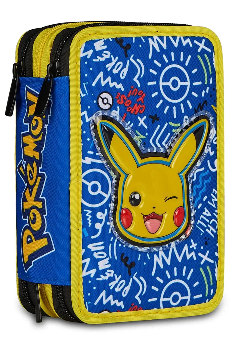 Astuccio Scuola 3 Zip Completo Seven Pokemon