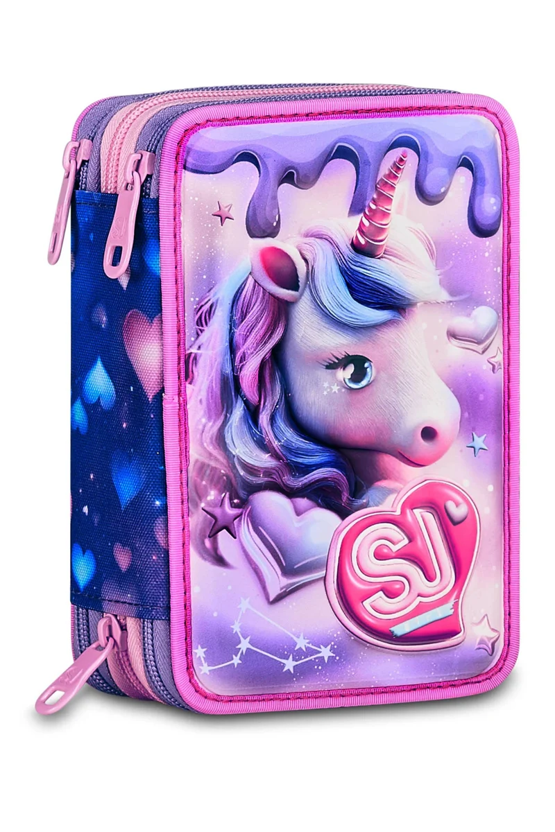 Astuccio Scuola 3 Zip 3D SJ Gang Seven Pixie Unicorn