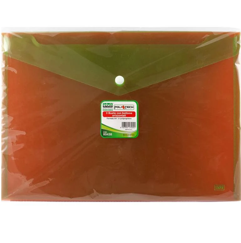 Busta Con Bottone PPL A4 Colori Assortiti Fluo