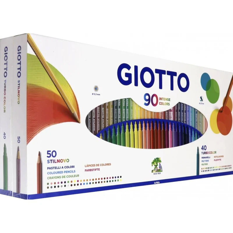 Giotto Confezione 90 Colori 50 Pastelli Stilnovo 40 Pennarelli Turbo Color