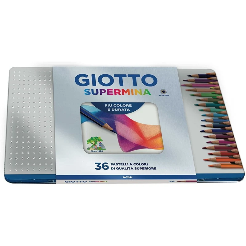 Giotto Supermina Pastelli Matite Colorate Scatola In Metallo Da 36pz