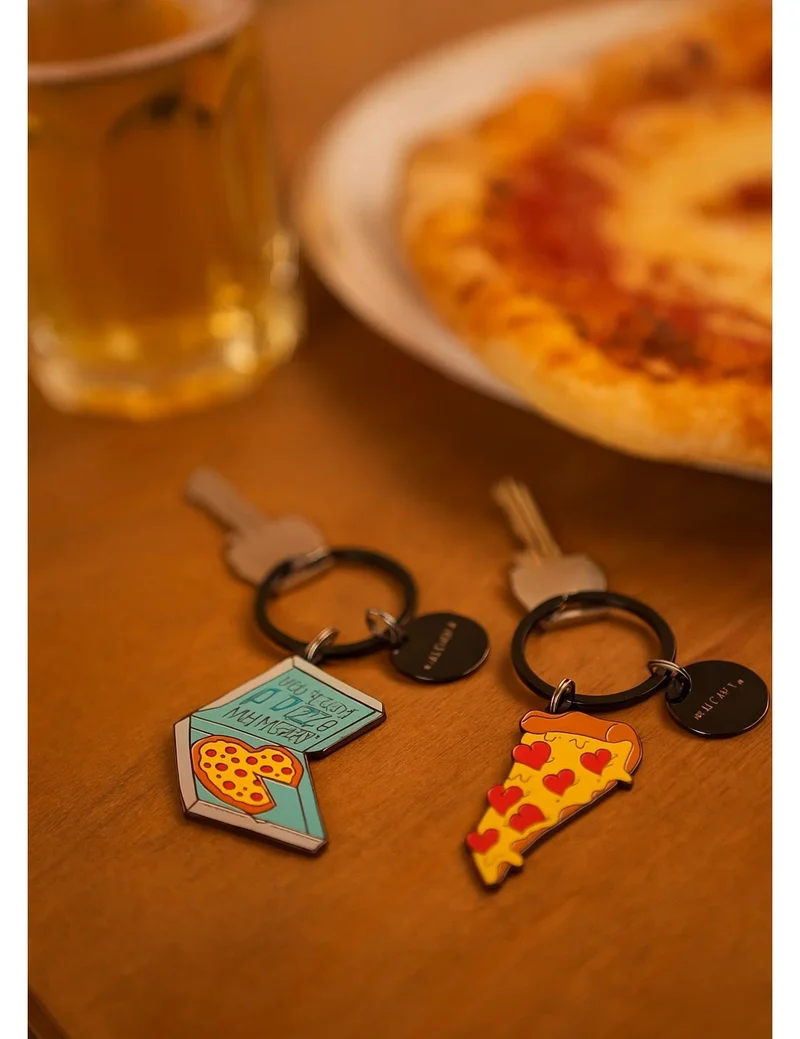 Portachiavi In Metallo Smaltato Pizza What A Key Ring 2pz