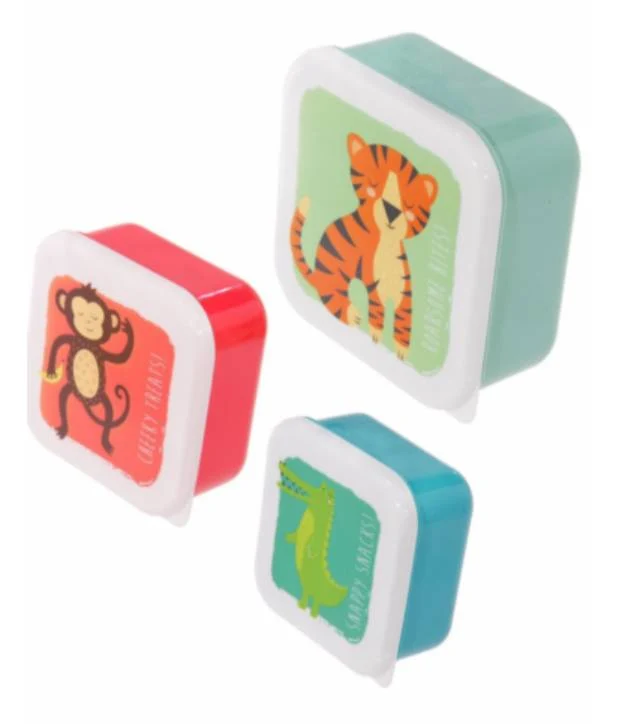 Set 3 Porta Pranzo in Plastica Animali