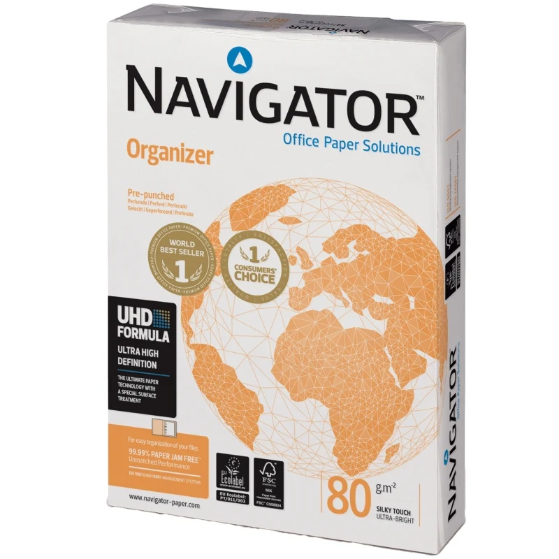 Risma Di 500 Fogli A4 Per Stampa A 4 Fori Navigator 80g