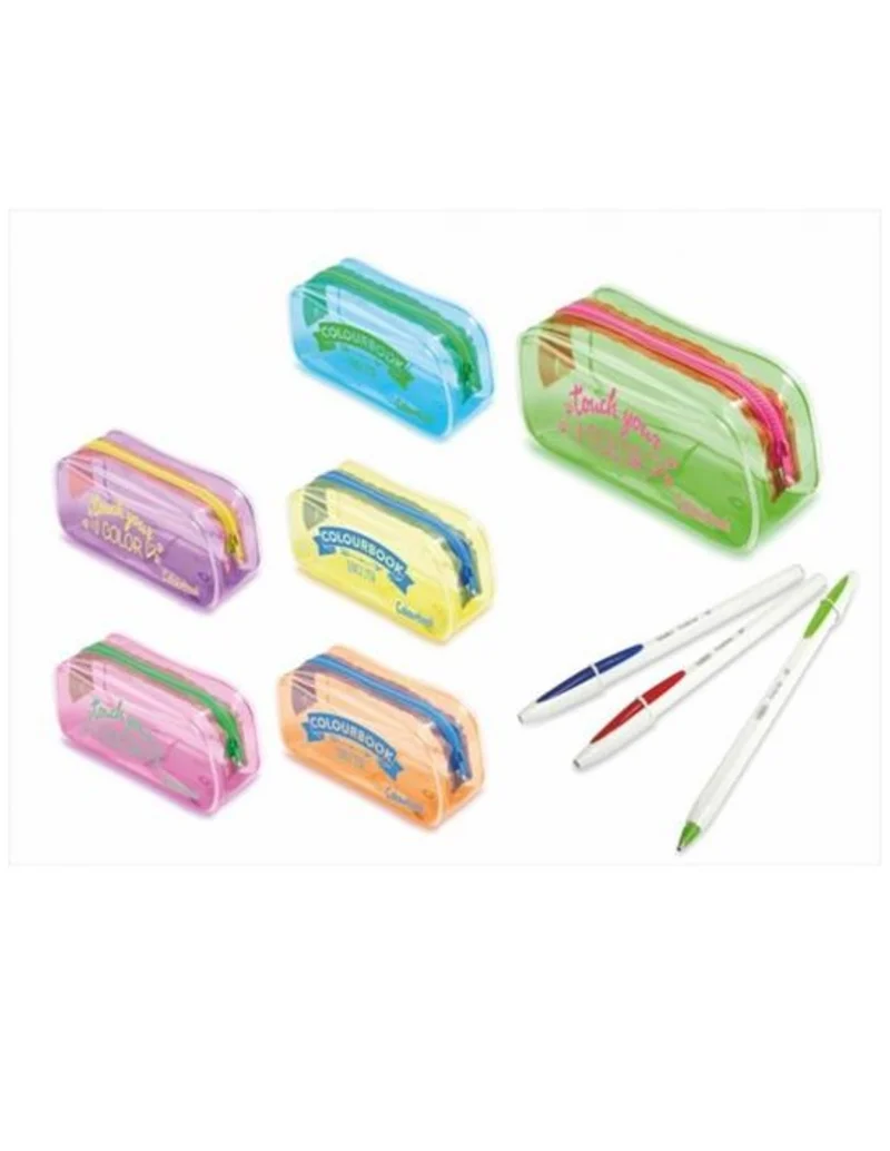 Astuccio Portapenne Colourbook Con 3 Penne Bic Crystal