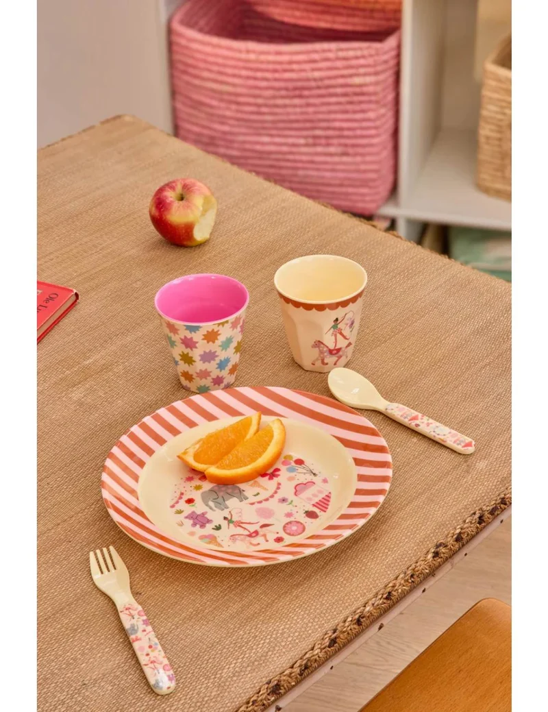 Rice Posate Per Bambini In Melamina Cucchiaio E Forchetta Fun Fair Rosa