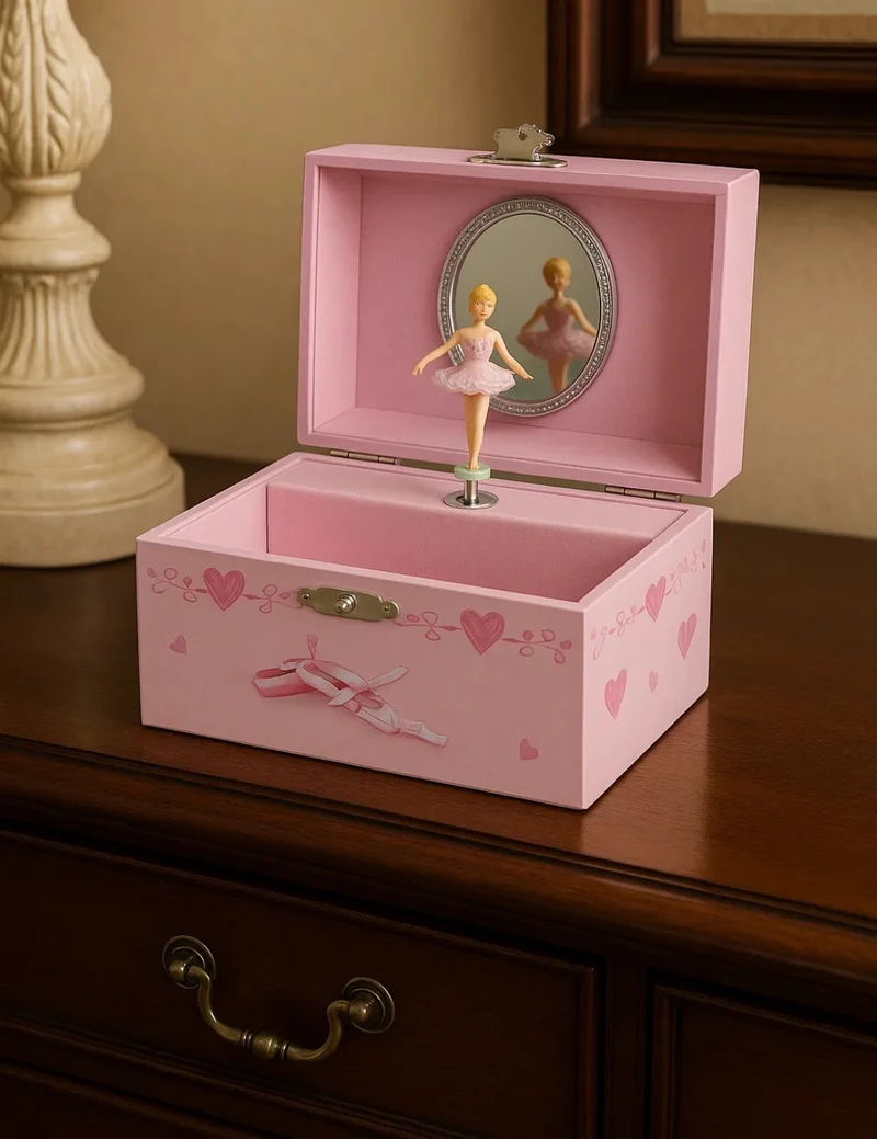Carillon Scatola Portagioie Rosa Con Ballerina