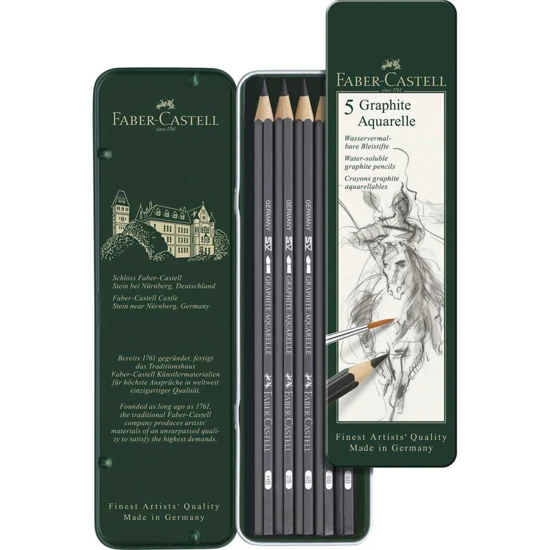 Set Matite Acquerellabili Graphite HB 2B 4B 6B 8B Faber-Castell 5pz.