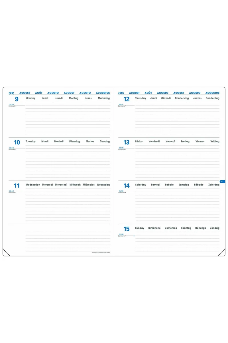 Agenda Anno Accademico Quo Vadis Texthebdo Roma Verde 2026/2027 Settimanale Orizzontale 16x24cm