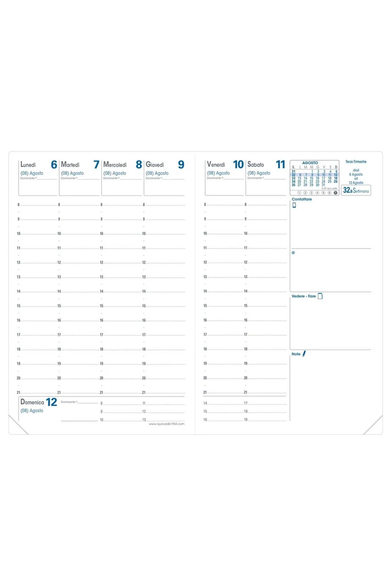 Agenda Scolastica Quo Vadis Universitaire Roma Marine 2026/2027 Settimanale Planning 10x15cm