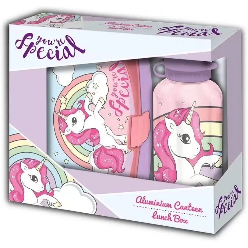 Set Merenda Unicorno Box Con Borraccia Alluminio