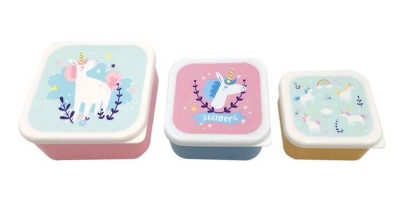 Set 3 Porta Pranzo in Plastica Unicorno Magico