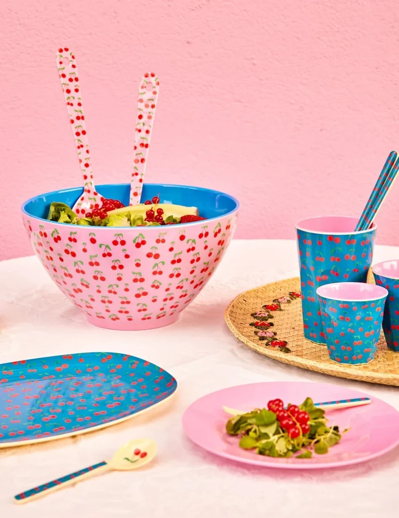 Rice Set Posate Insalata Melamina Rosa Cherry