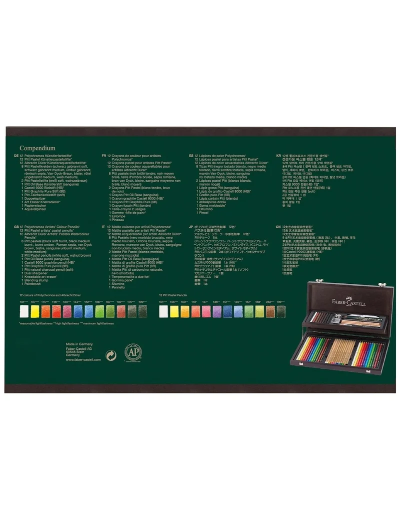 Set Matite Colorate Art E Graphic Faber Castell Valigetta In Legno Con 53 Pezzi