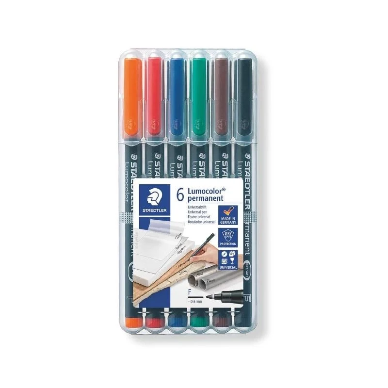 Pennarelli Staedtler Lumocolor Permanent Universali Confezione 6 pz