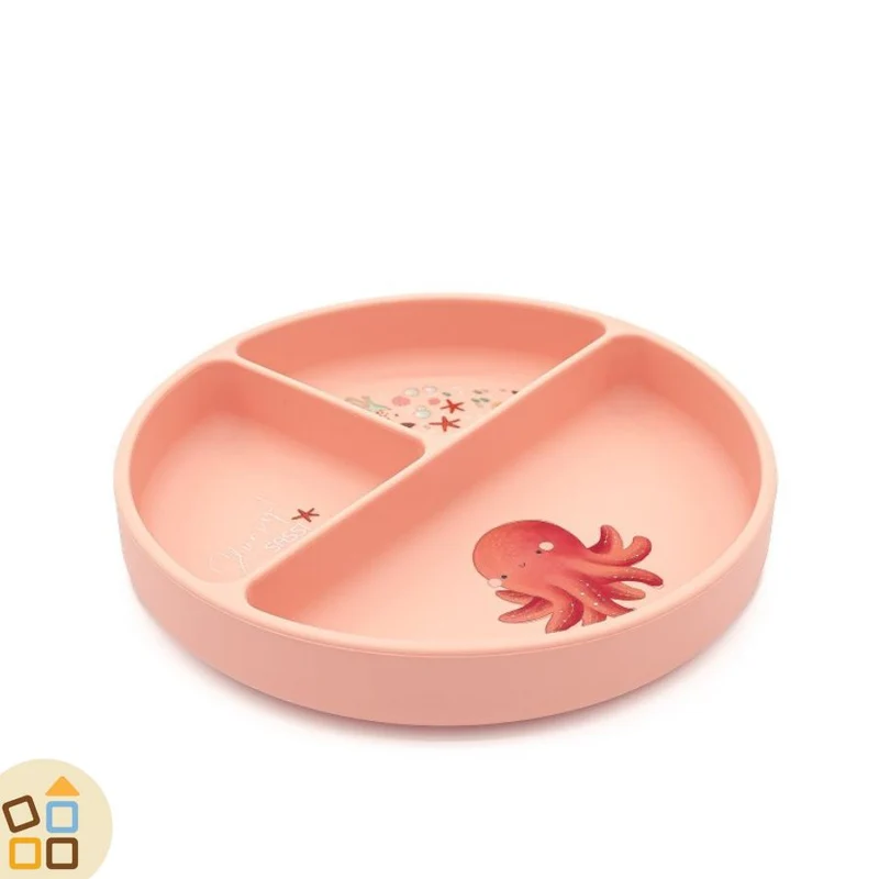 PIATTO IN SILICONE CON VENTOSA, POLPO