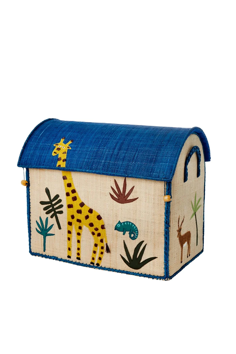 Rice Cesta Rafia Casetta Contenitore Per Giochi Giraffa