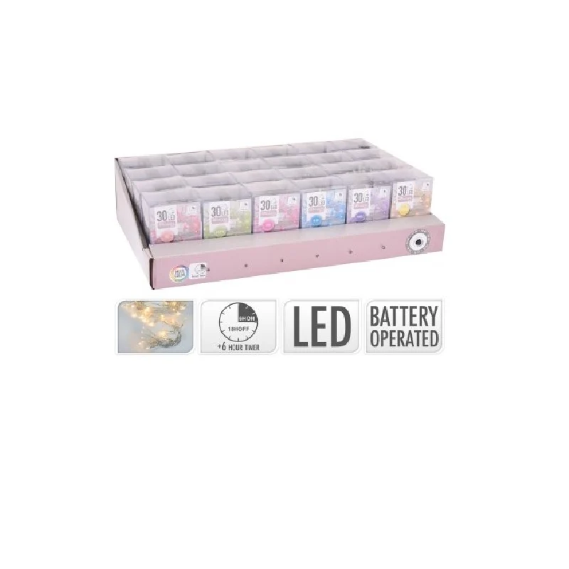 Striscia LED Luminosa A Batteria Con Timer 30 Luci Da Interno 3m