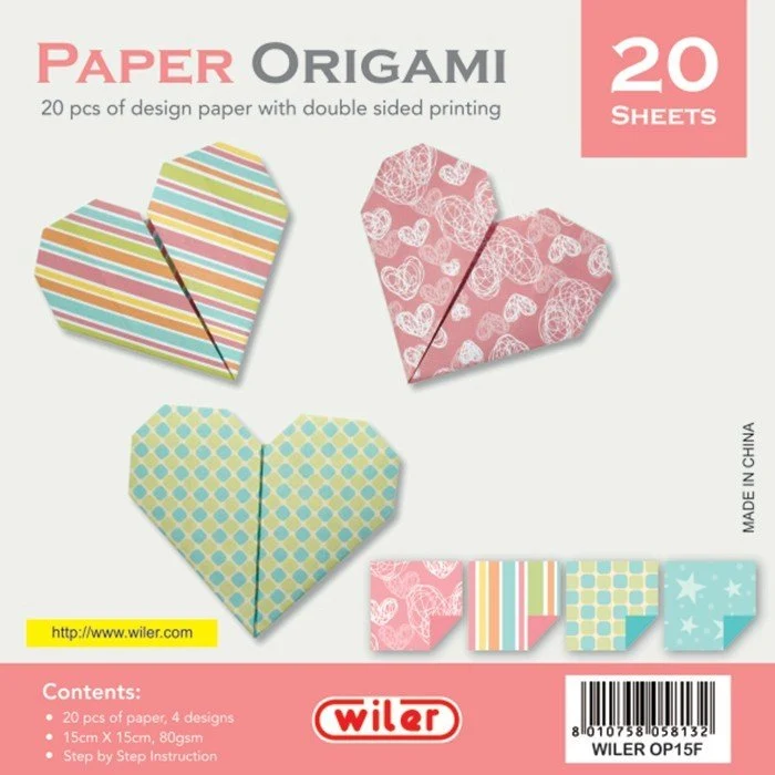 Carta Per Origami 20 Fogli Wiler 4 Fantasie 15x15cm OP15F