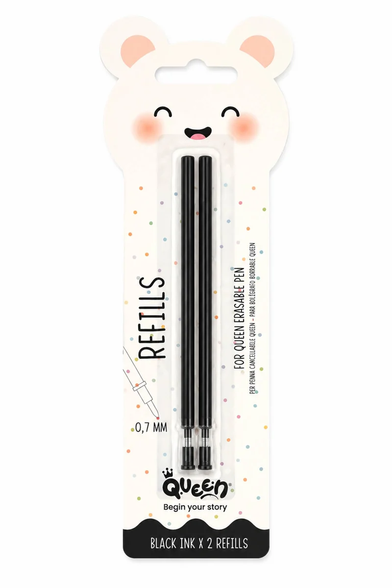 Refill Nero Penna Gel Cancellabile Queen 2pz