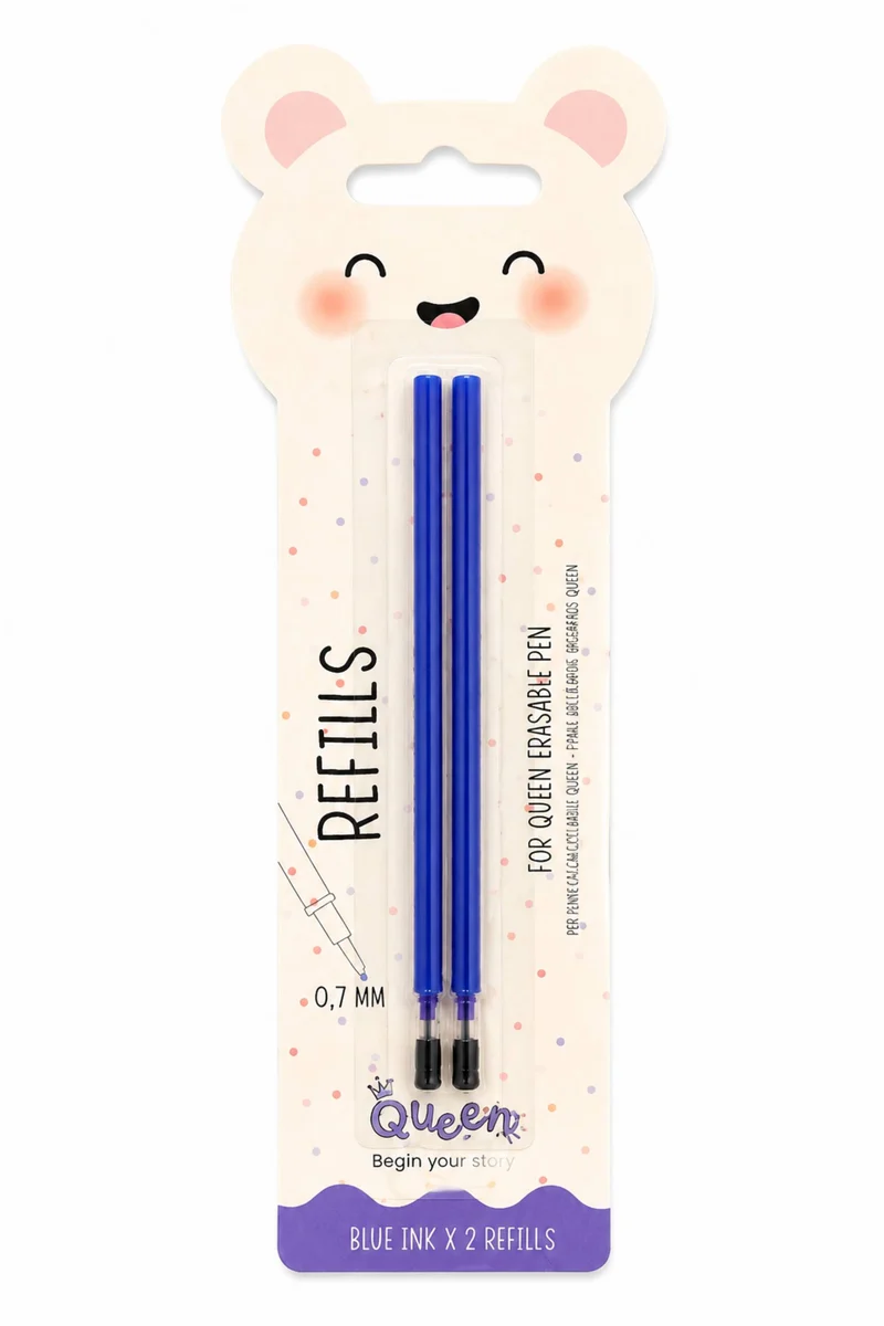 Refill Blu Penna Gel Cancellabile Queen 2pz