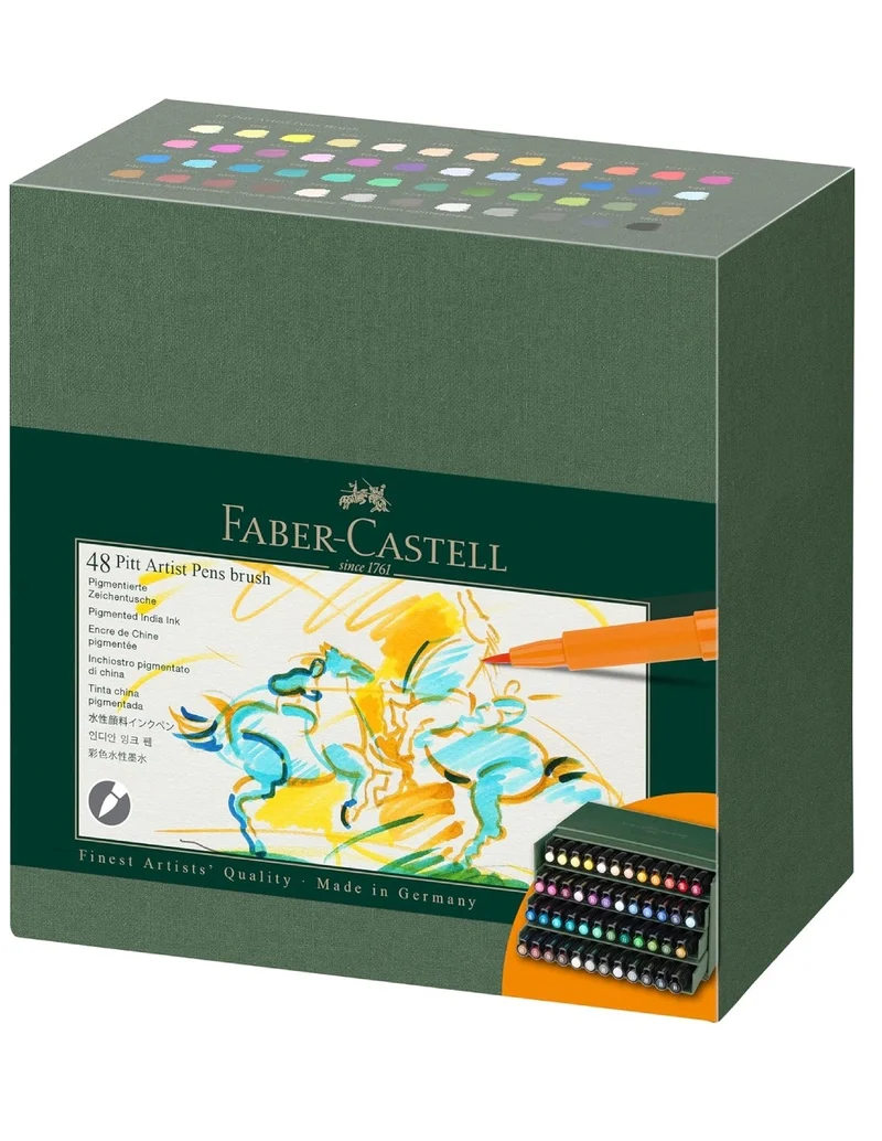 Faber Castell Pitt Artist Pen Brush Colori Pastello 48 Pezzi