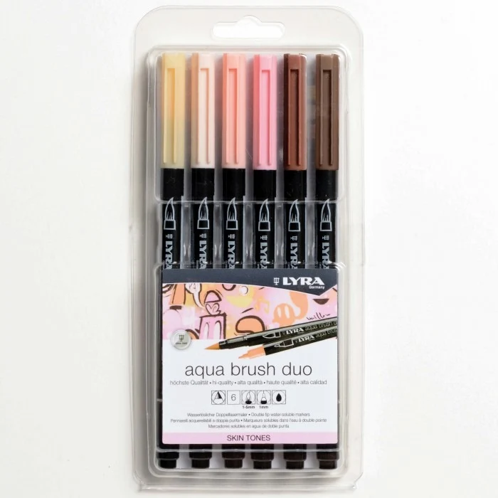 Pennarelli Lyra Aqua Brush Duo Skin Tones 6pz.