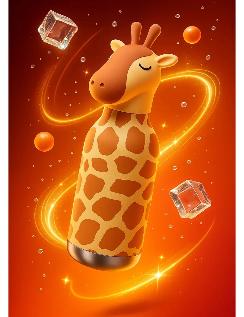 Borraccia Termica In Acciaio Inox Bestie Bottle Giraffa 460ml