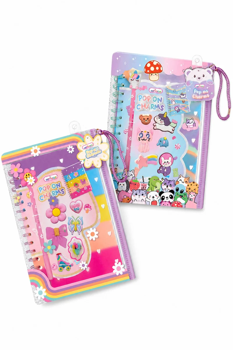 Pochette Kawaii Pop On Charms Con Notebook