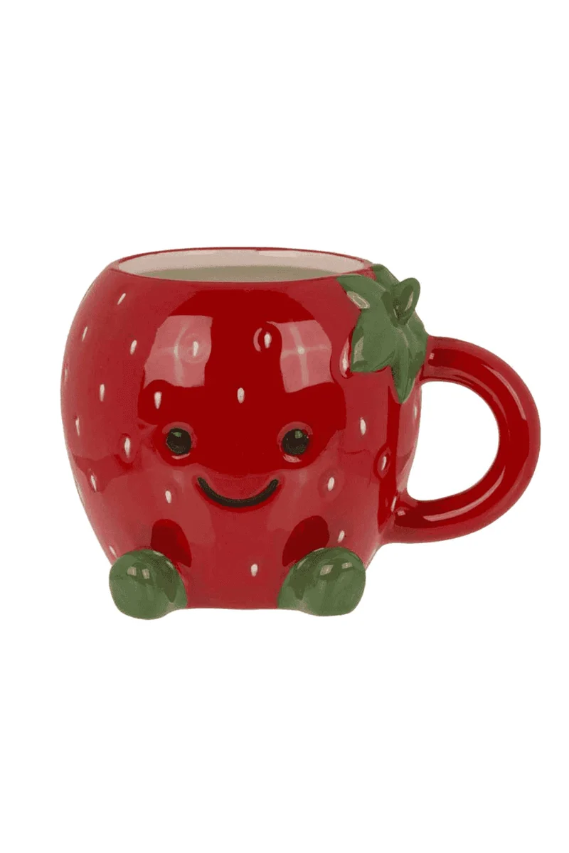 Tazza In Ceramica Kawaii Fragola 410ml