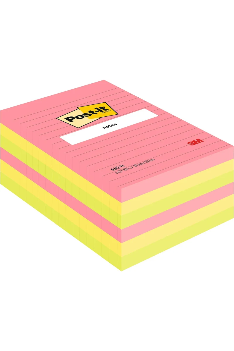 Post-It Bigliettini Adesivi 101x152mm 6 Blocchi 100 Fogli Colori Neon