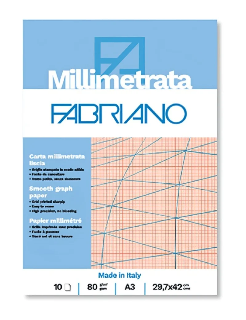 Blocco Carta Millimetrata Fabriano 80gr 10fg A3