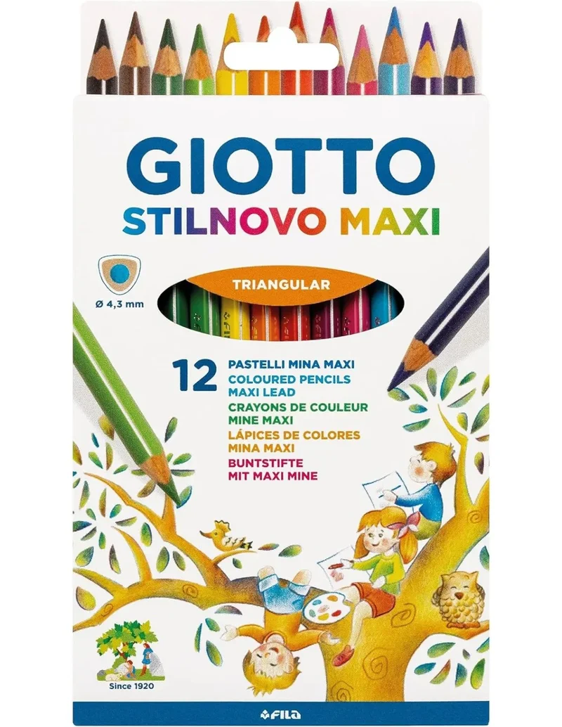 Giotto Stilnovo Maxi Pastelli Matite Colorate Scatola Da 12pz