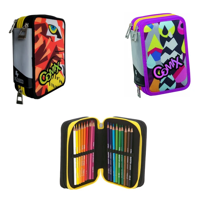 Astuccio Completo 3 Zip Comix Flash Assortito