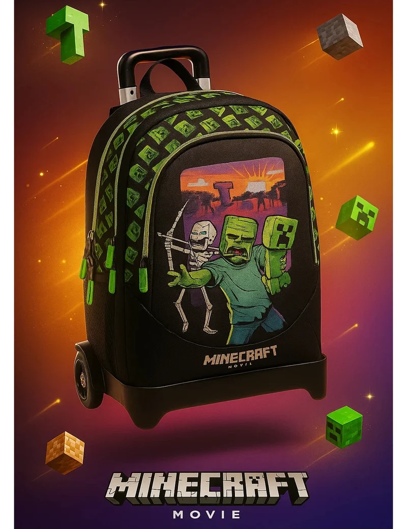 Zaino Trolley Organizzato Staccabile 2WD Minecraft Movie