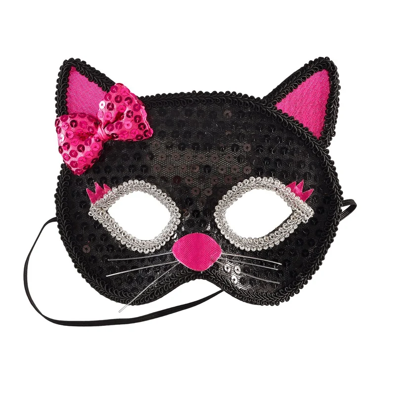 MASCHERA GATTO, NERO E FUCSIA