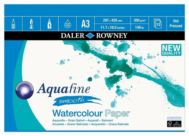 Album Blocco Acquerello Watercolour Daler Rowney 29x42cm Grana Satinata 12 Fogli