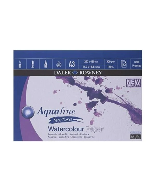 Album Blocco Acquerello Watercolour Daler Rowney 29x42cm Grana Fine 12 Fogli