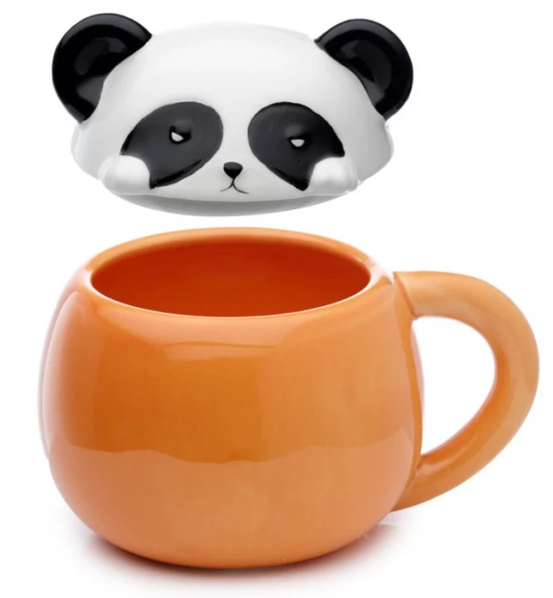 Tazza in Ceramica con Coperchio Sagomato Panda