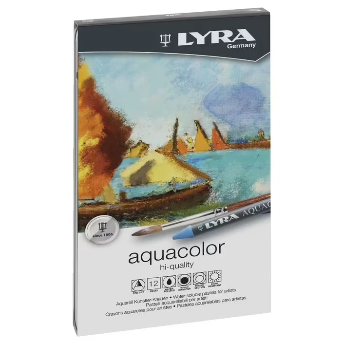 Pastelli A Cera Acquerellabili Lyra Aquacolor Hi-Quality 12pz