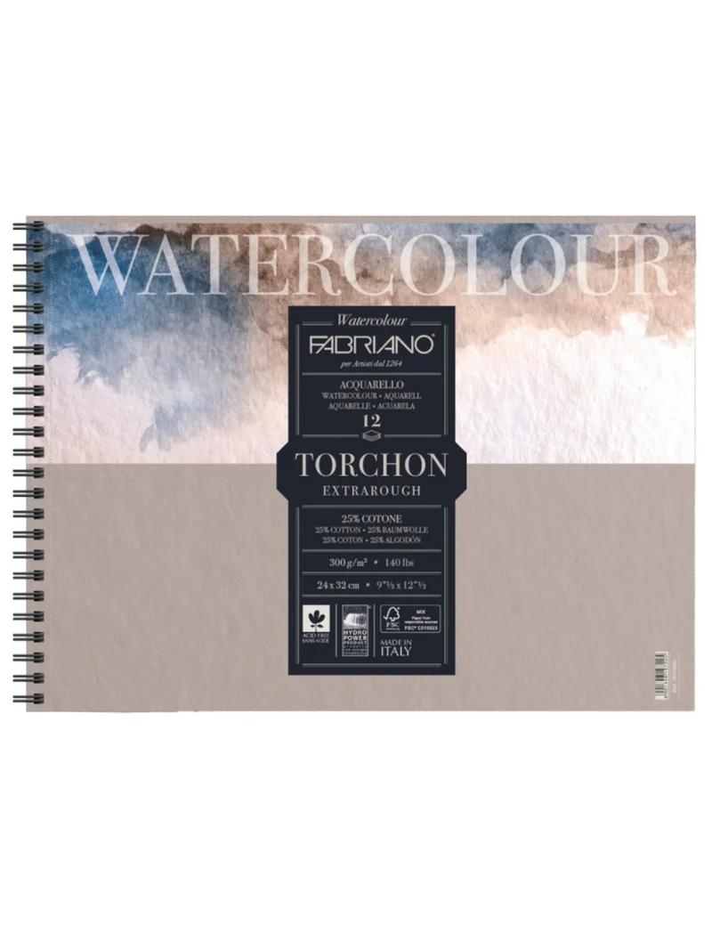 Album Acquarello Spiralato Watercolour Extrarough Fabriano A4 300gr 12ff