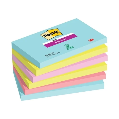 Post-It Bigliettini Adesivi Super Sticky 76x127mm 6 Blocchi 90 Fogli Cosmic
