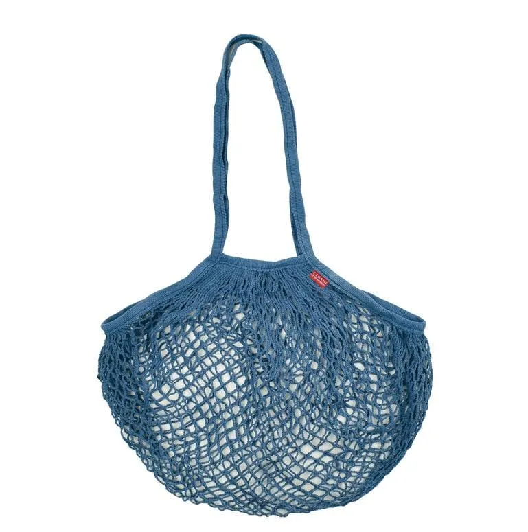Borsa A Rete In Cotone Blu 35x65cm